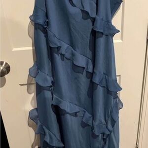 a new day Asymmetrical Blue Ruffle Dress